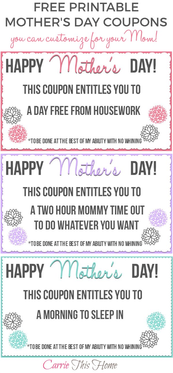 Download Free Printable Mother's Day Coupons